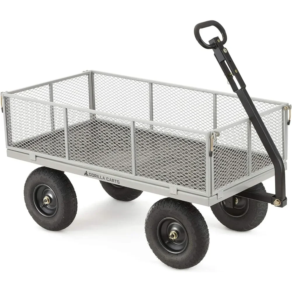 

Carts 1000 Pound Capacity Heavy Duty Steel Mesh Versatile Utility Wagon Cart with Easy Grip Handle