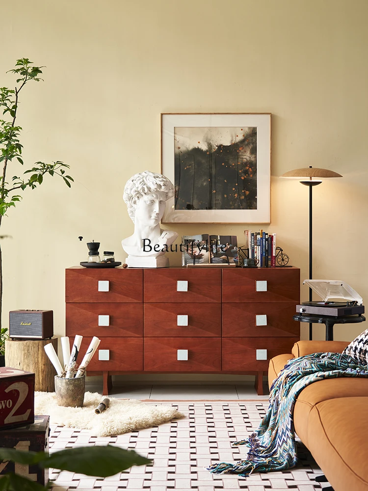 

*French solid wood ash wood bedroom storage cabinet household retro wall side cabinet