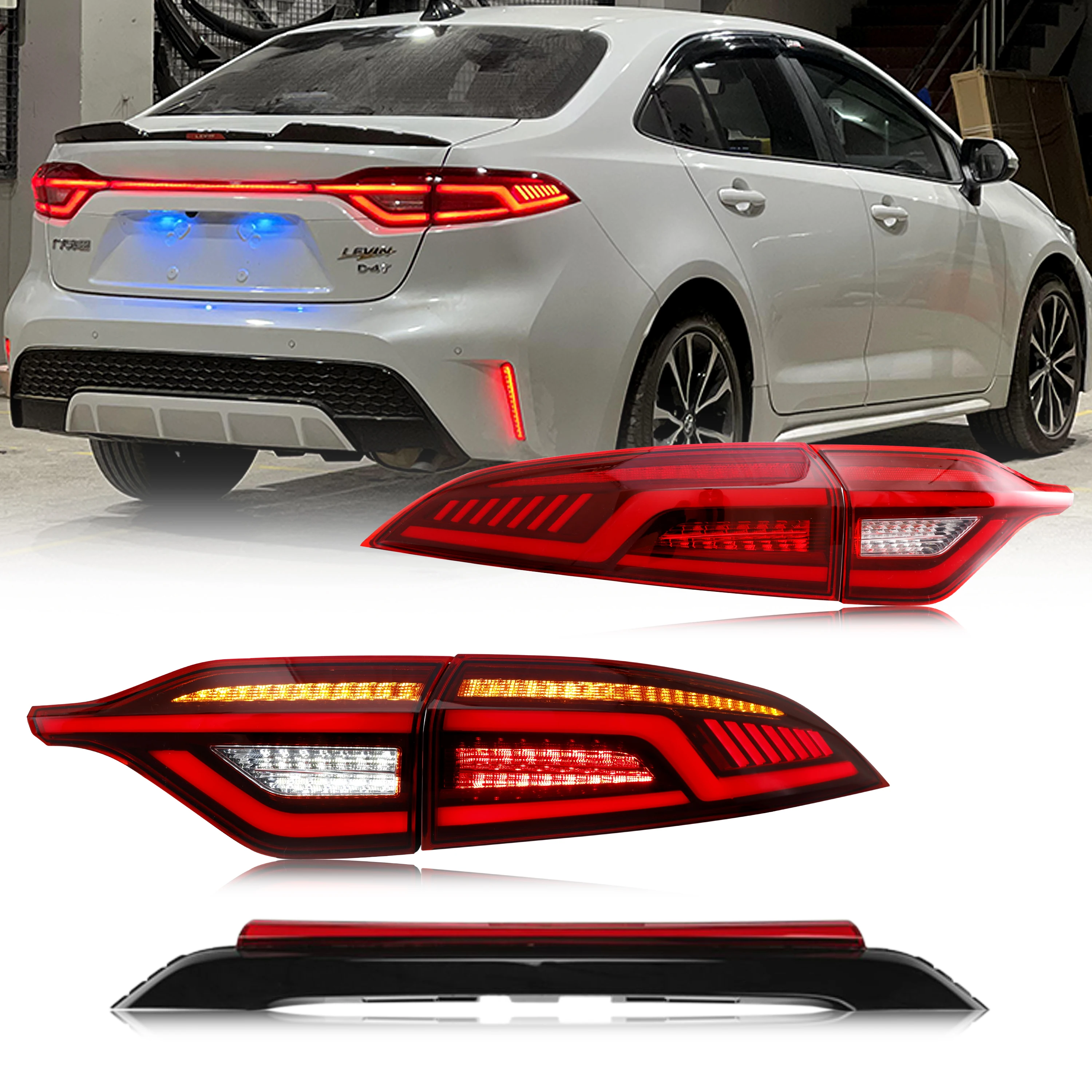 Luces traseras LED y luz de puerta trasera para Toyota Corolla 2020-2023, animación de arranque, indicador secuencial DRL, conjunto de lámpara trasera