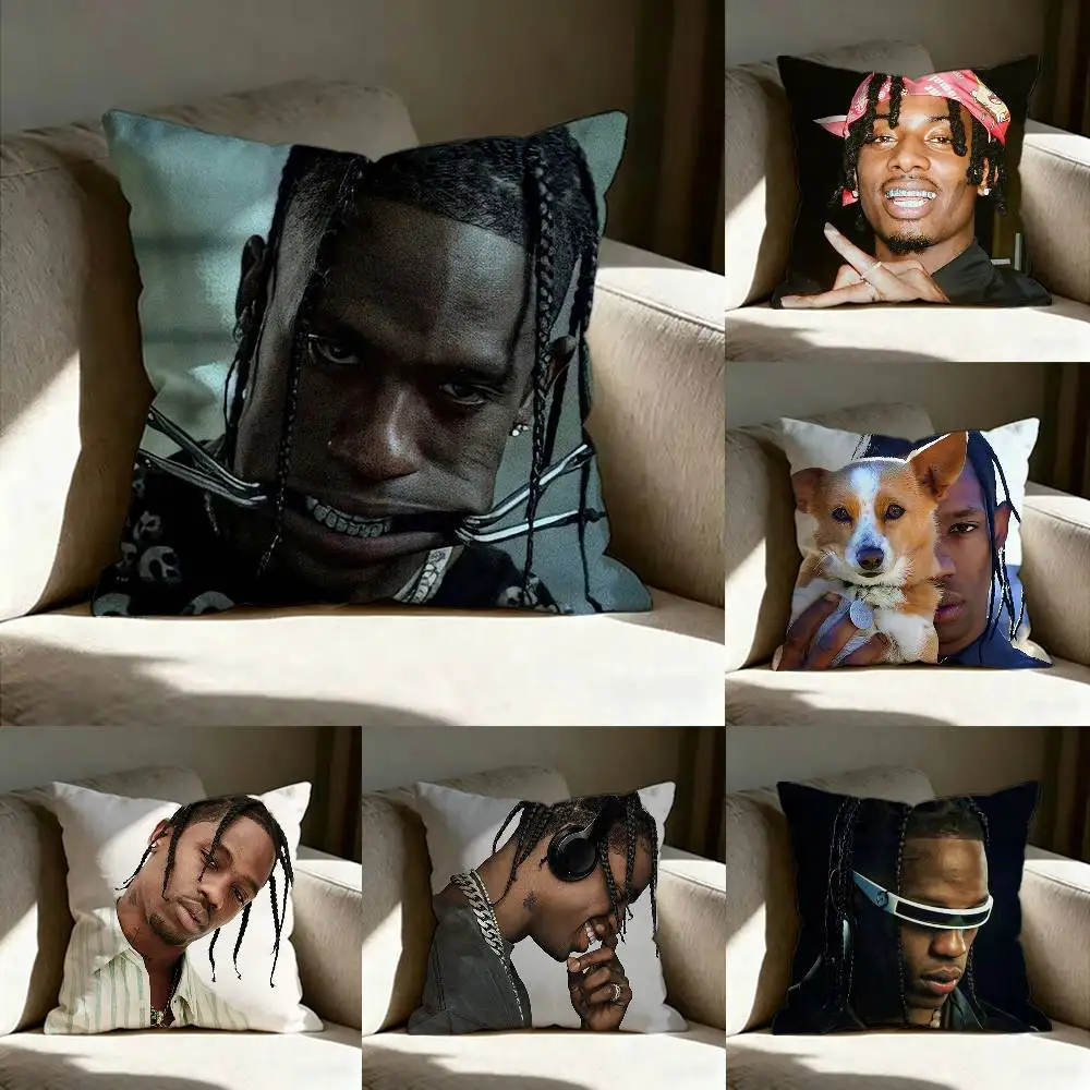 

Hip-hop Star T-Travis S-Scott Various Sizes Square Pillow Case For Car Home Bedchamber Decor