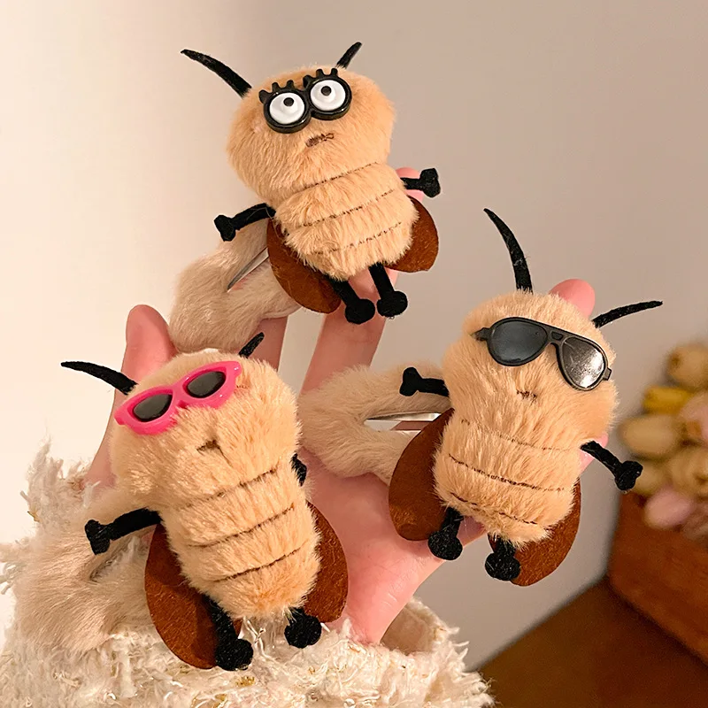 

Креативные забавные женские аксессуары для волос с насекомыми, плюшевая заколка для волос, интересные подарки, милые зажимы в форме плотвы с героями мультфильмов, головной убор для девочек