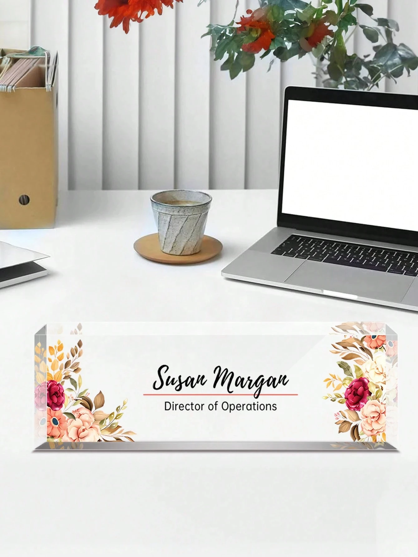 20*6 سنتيمتر شخصية الأزهار مكتب لوحة اسم ، 16 أنماط ، واضح الاكريليك مخصص مكتب ديكور هدية للنساء وزملاء الخريجين #5