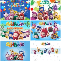 Oddbods Fotografie Achtergrond Kinderen 1e Verjaardag Regenboog Poppen Banner Achtergronden Ballon Vlaggen Fotostudio Rekwisieten