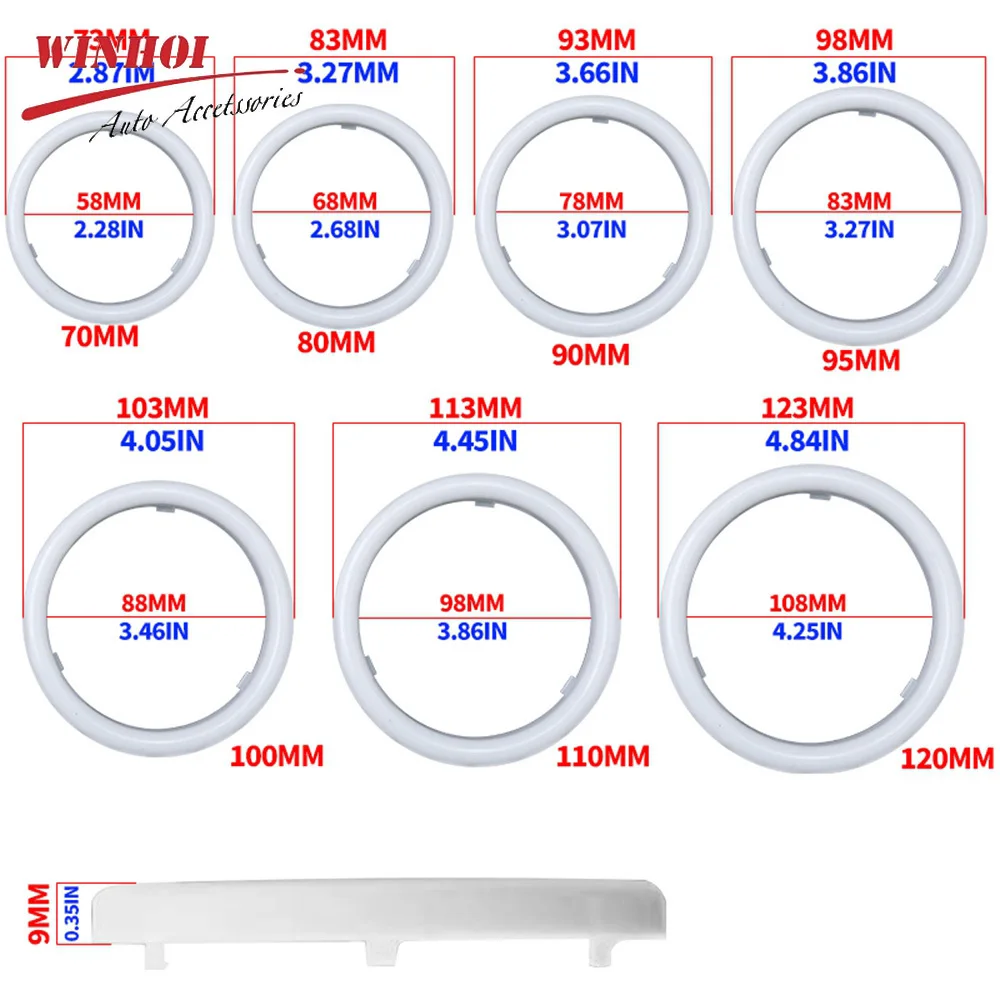 APP Control RGB LED Angel Eyes Contton Light 60mm 70mm 80mm 90mm Rgb Halo Ring DRL LED Headlights 12-24V for Motorcyle Car 4x4