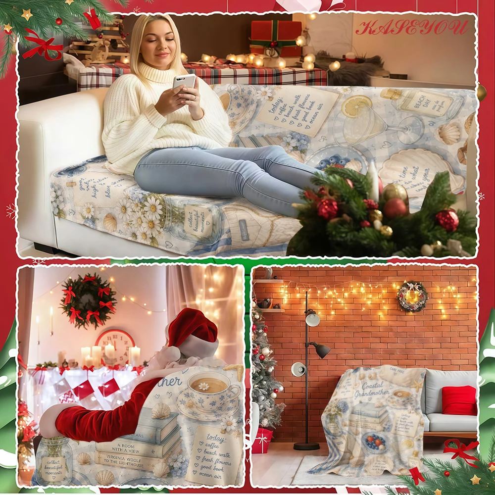 Blue Yellow Sunflower Art Festive No Pilling Premium Microfiber Blanket Ideal for Christmas Tree Holiday Party Decoration