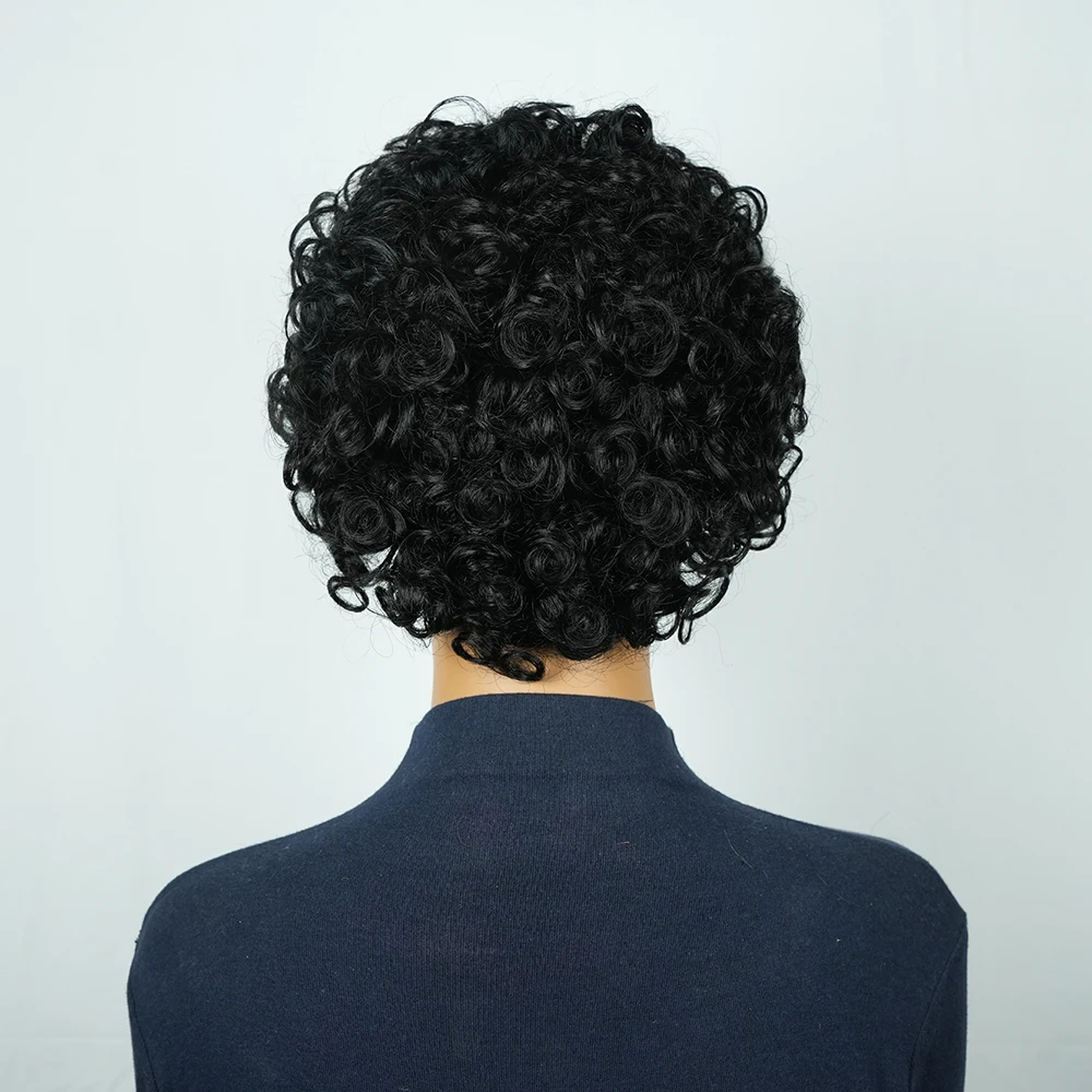 Короткие афро-розовые вьющиеся парики с стрижкой пикси для чернокожих женщин, парики с челкой, дешевые натуральные черные полные машинные парики