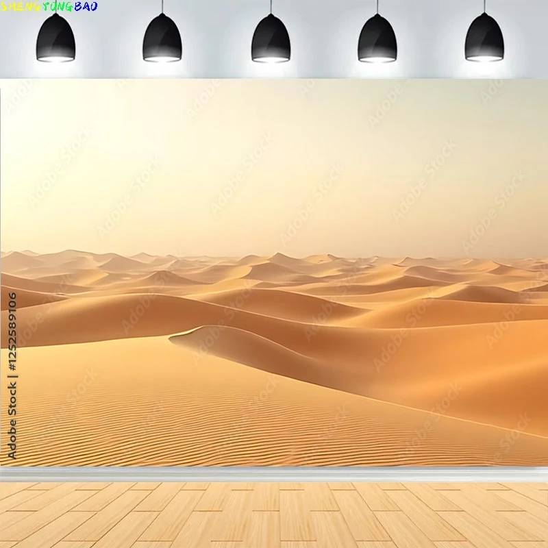 Scenic Sahara Desert Sunlight Sky Photography Backdrops Morocco Africa Landscape Sunset Sand Dune With Bushes Background DS-02