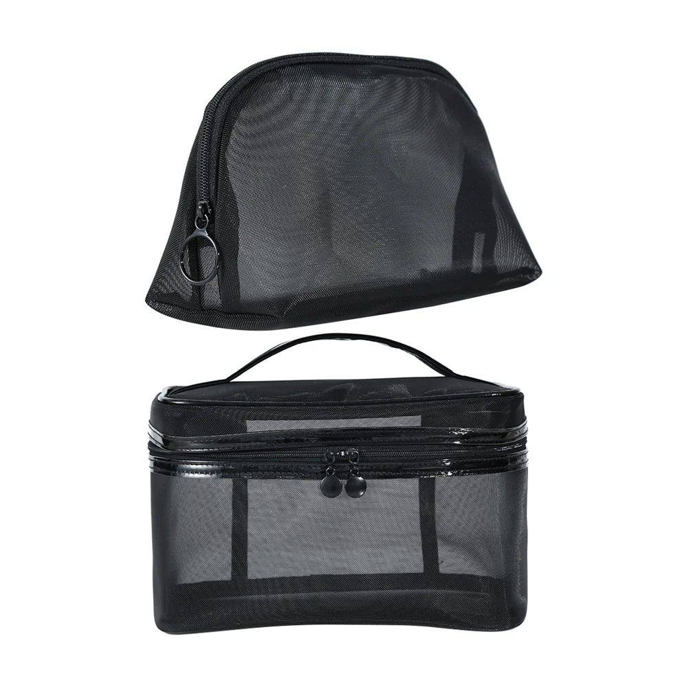 

2pcs Wash Bag Set Mesh Bags Large Capacity Storage Travel Toiletry Organizer Pouches Durable Lightweight