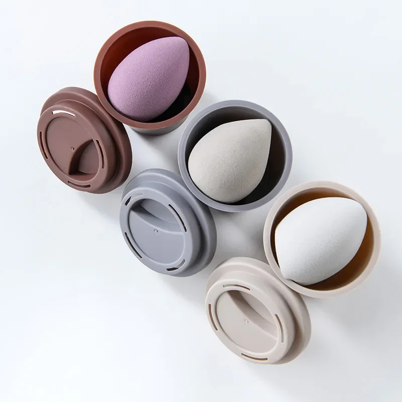 Sponge Storage Empty Coffee Cup Shape Beauty Sponge Holder Makeup Organizer Box Powder Puff Stand Powder Case Cosmetic Dry Box