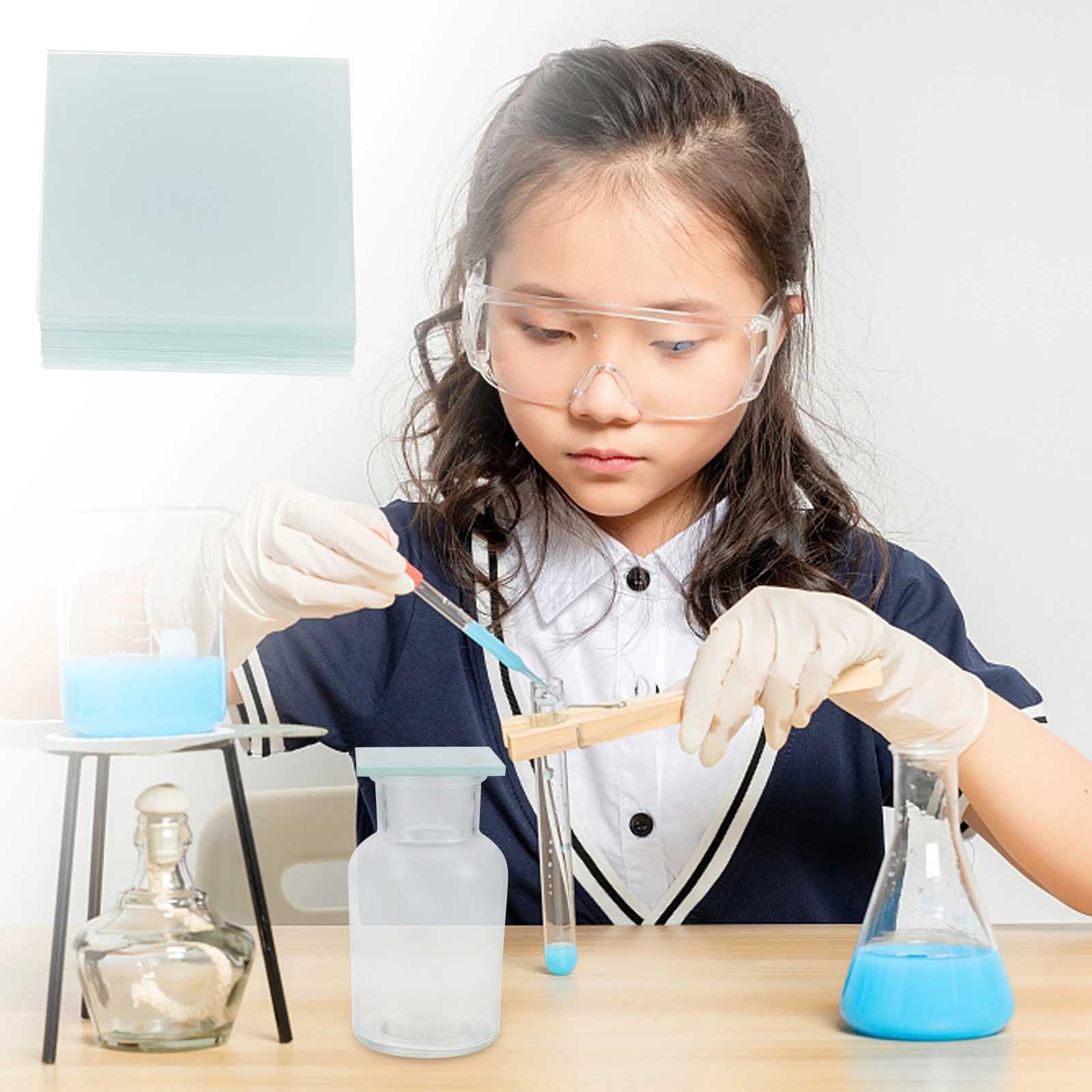 

15Pcs Frosted Transparent Glass Sheet Sealing Plates Glass Sheets for Gas Collecting Bottles Scientific Laboratory Experimental