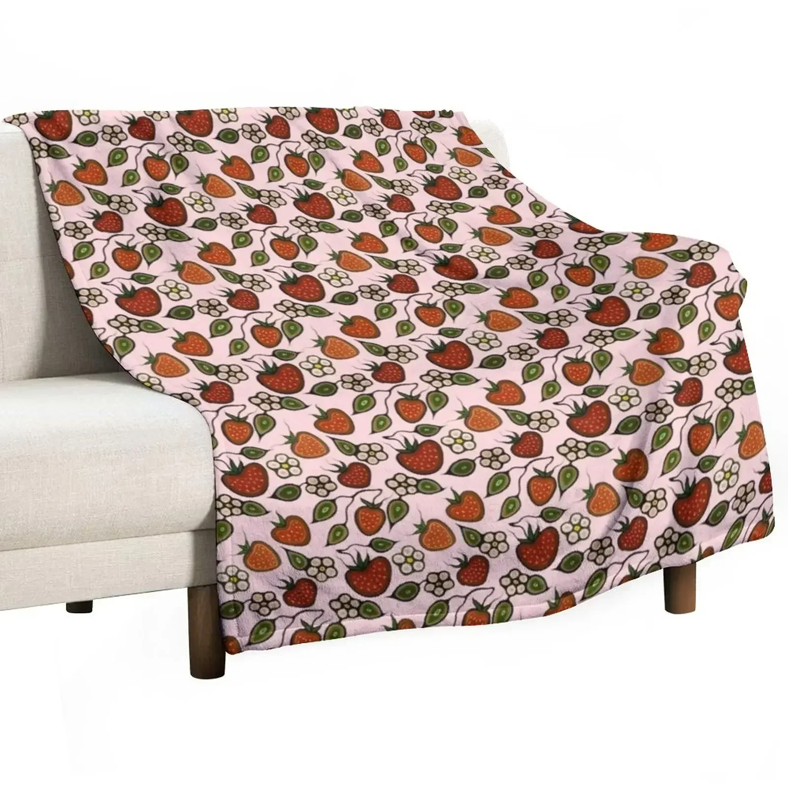 

Heart berry print Throw Blanket Warm Luxury Designer anime Fashion Sofas Blankets