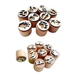 6Pcs Wooden Stamps Teaching Vintage Style Multipurpose Stamps