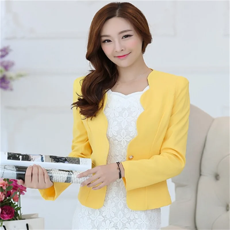 Ladies Blazers and Coats Office Wear Work Long Sleeve Black White Small Suit Bodycon Short Blazer Jackets Women Coat Female