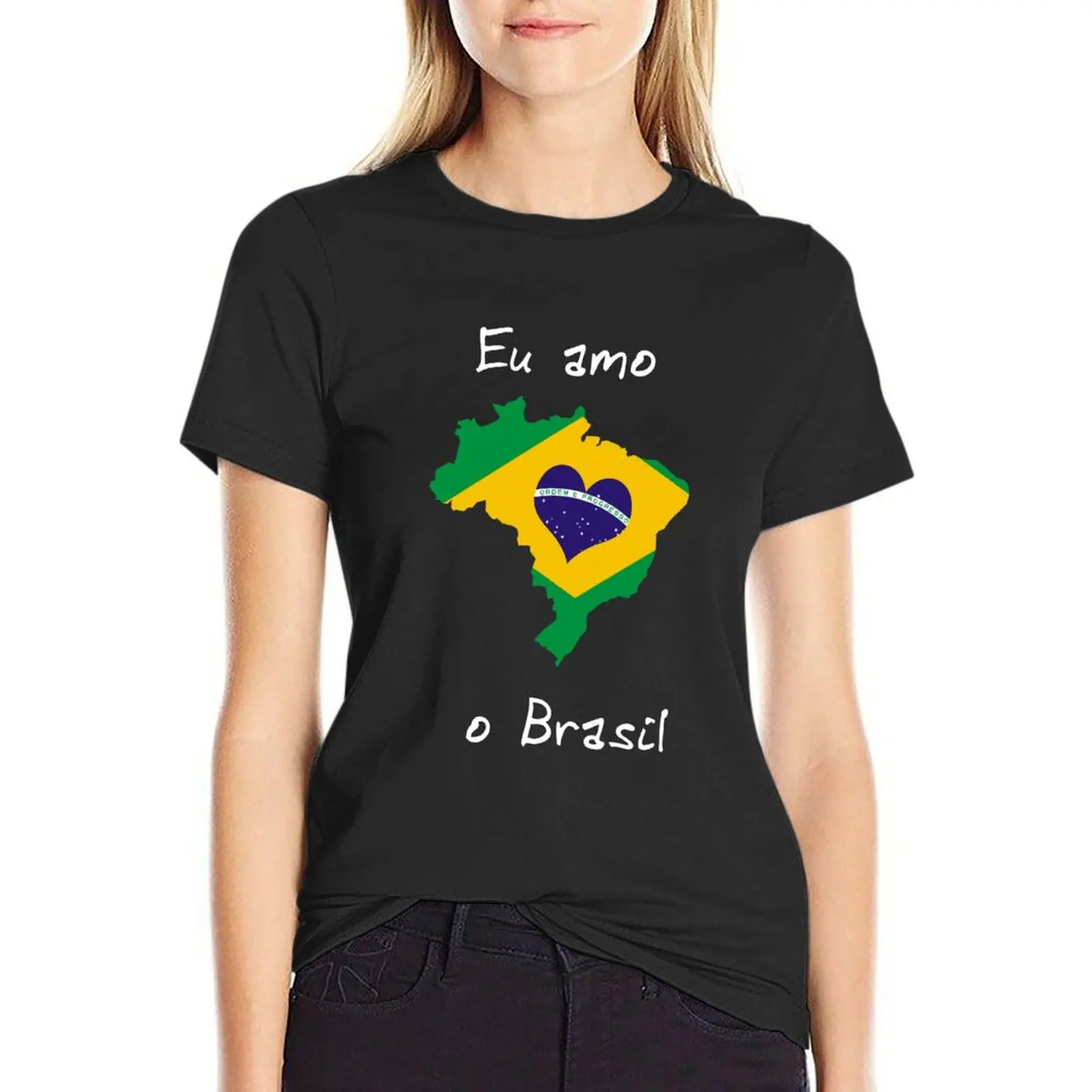 Eu Amo O Brasil T-Shirt oversized korean fashion summer clothes summer top Summer Women's clothing