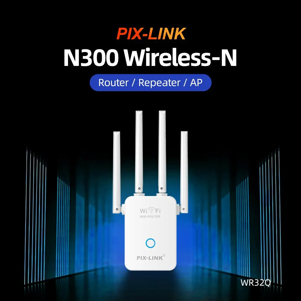 Repetidor de roteador sem fio WiFi, 4 Antena, Adequado para Casa, PX-Link, WR32Q, Amplificador de Sinal 300m, Extensor