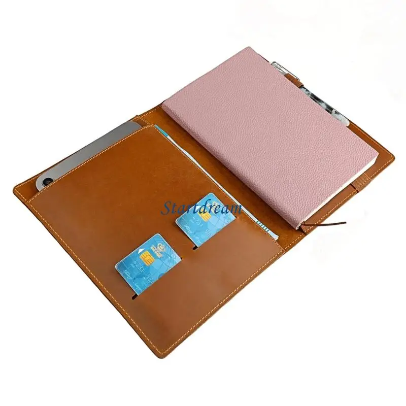 Picture 5: Small Notebook Sleeve PU Leather Texture Multiple Compartment Document Storage Solution for Office Student Use K92C