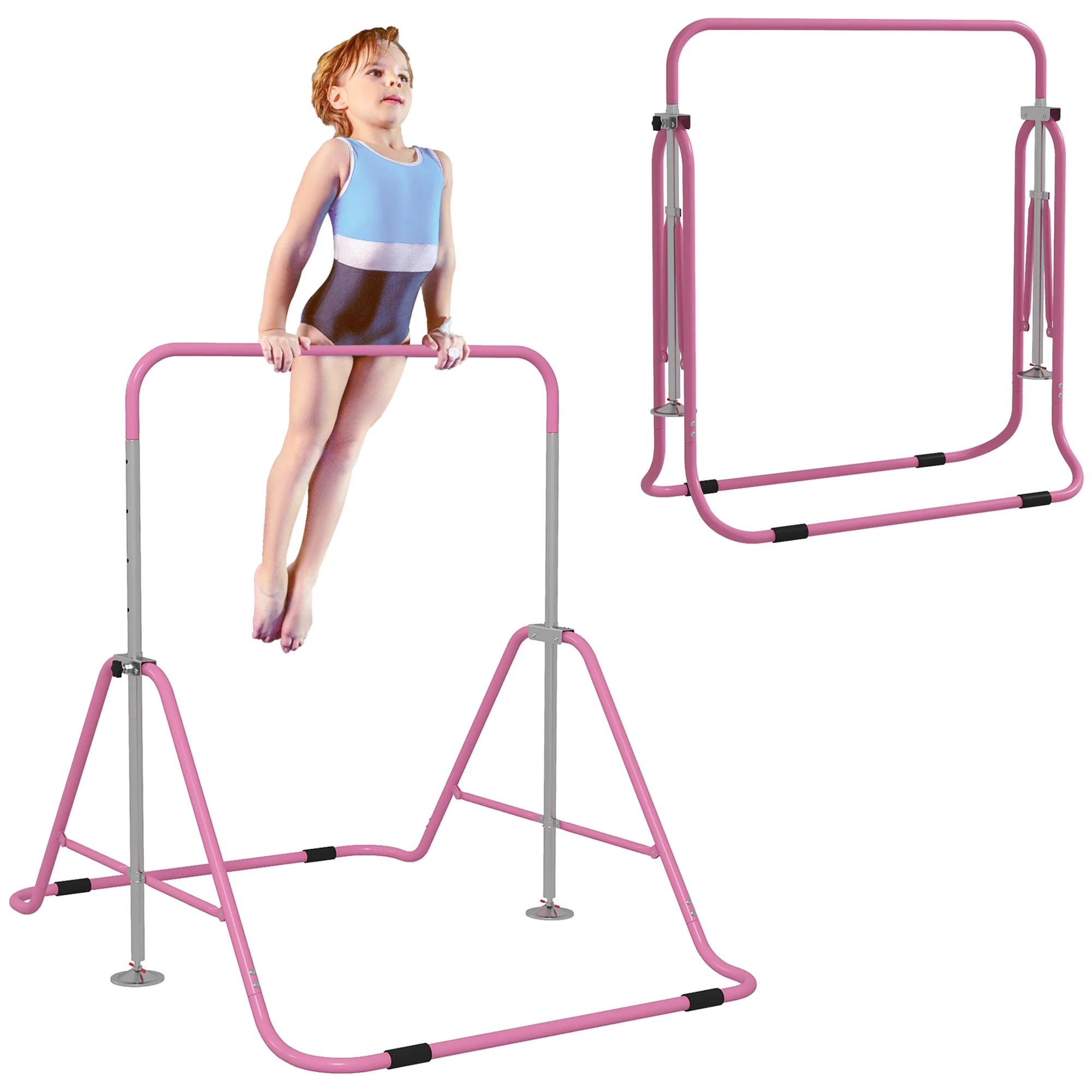 HOMCOM Barra de Gimnasia Artística Plegable Altura Ajustable Equipo de Gimnasia para Entrenamiento en Casa