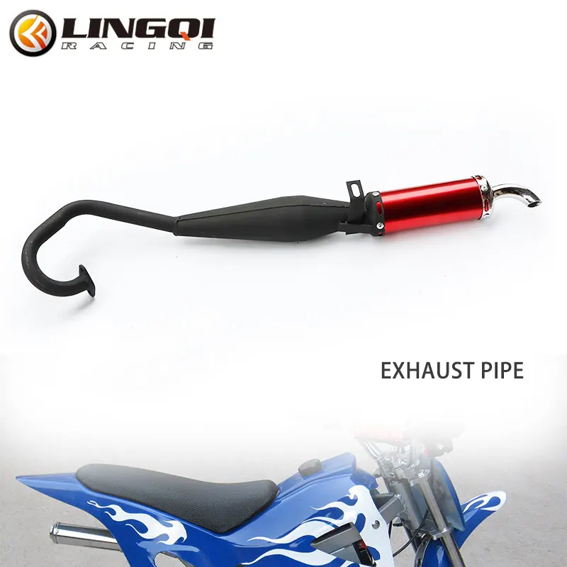 LINGQI RACING 43cc 47cc 49cc Engine Parts Exhaust Full System Muffler Silencer Contact Pipe For 2 Stroke Dirt Pocket Bike