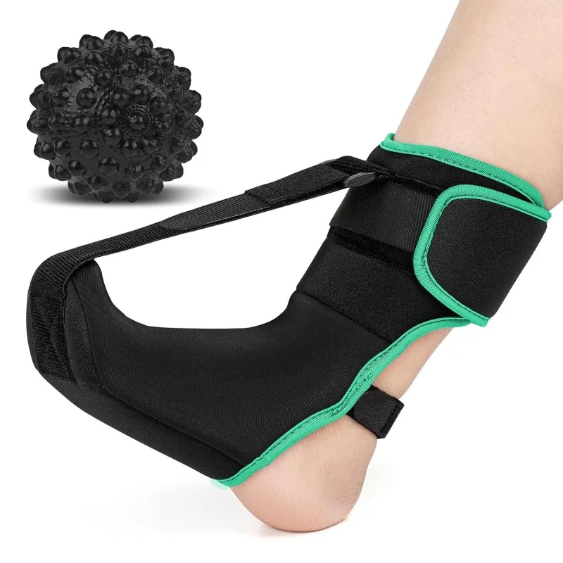 Adjustable Ankle Brace Foot Support with Massage Ball, Compression Ankle Support Brace for Sports Training Walking Recovery
