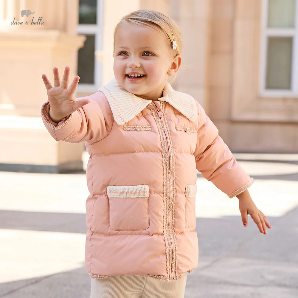Dave Bella Girls Down Jacket Autumn Winter Kids Velvet Thicken Coat White Duck Down Waterproof Party Children Clothing DB4242711