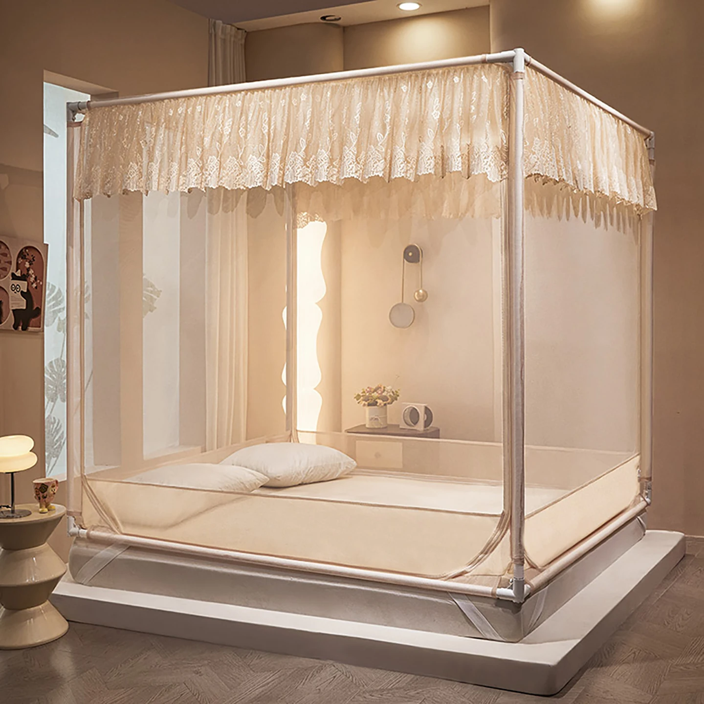 

Shanshuiqian New Model Full Base Mosquito Net Three Door Bed Enclosure Level Anti-Fall Children's Style Polyester Material