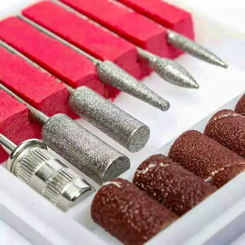 6PCS Nail Art Drill Bits and Sanding Bands for Nail Drill Replacement Set For Manicure Pedicure Gel Polish Removal Tool