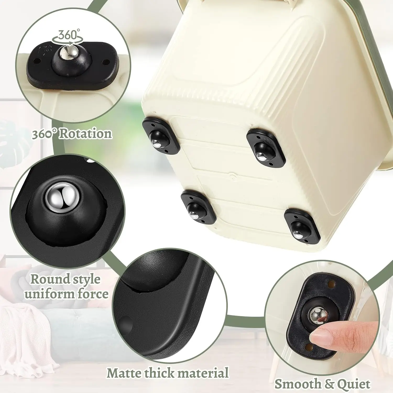 عجلات عالمية ذاتية اللصق عجلة دوارة بكرة صغيرة لصندوق تخزين الأثاث خزانة القمامة الأجهزة المنزلق الأسطوانة #2