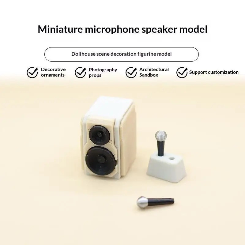 Mini Speaker And Microphone Model Realistic Design Support For Dollhouse Decor Photo Props Sand Table
