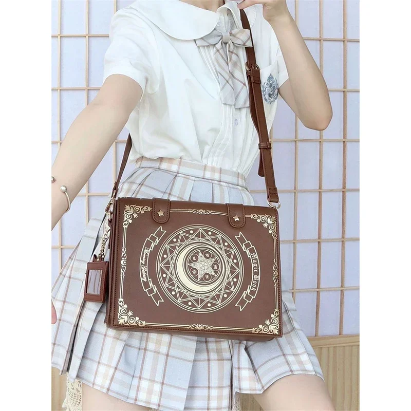 Moon Magic Book Lolita Bag Students Diagonal Cross Double Shoulder Bags Girl Backpack Leather Flap Bag Schoolbag Women Handbag