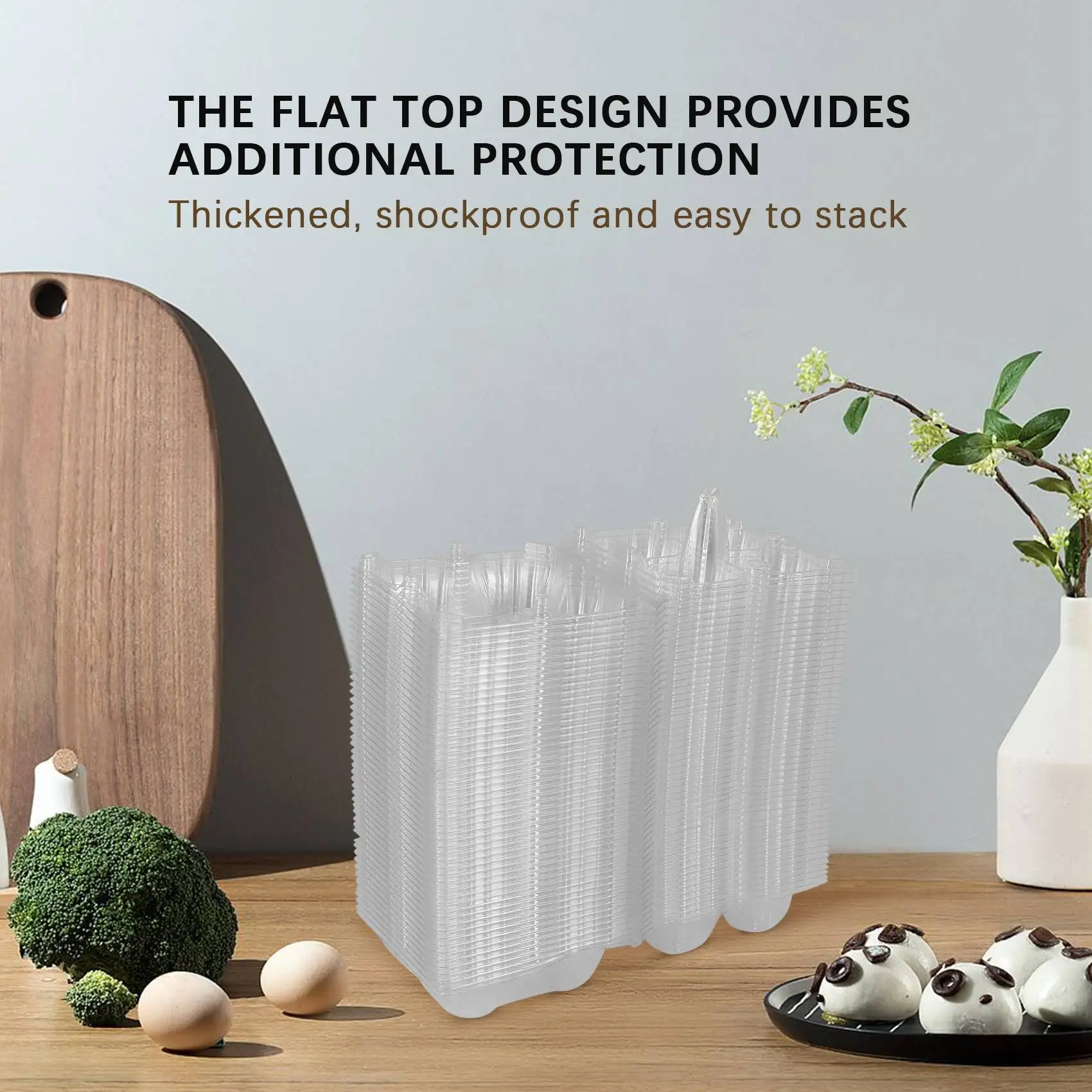 AT84-50Pcs de plástico para huevos, bandeja transparente a granel para huevos de gallina, soporte para pasto familiar, granja de pollos, mercado comercial, 4 rejillas