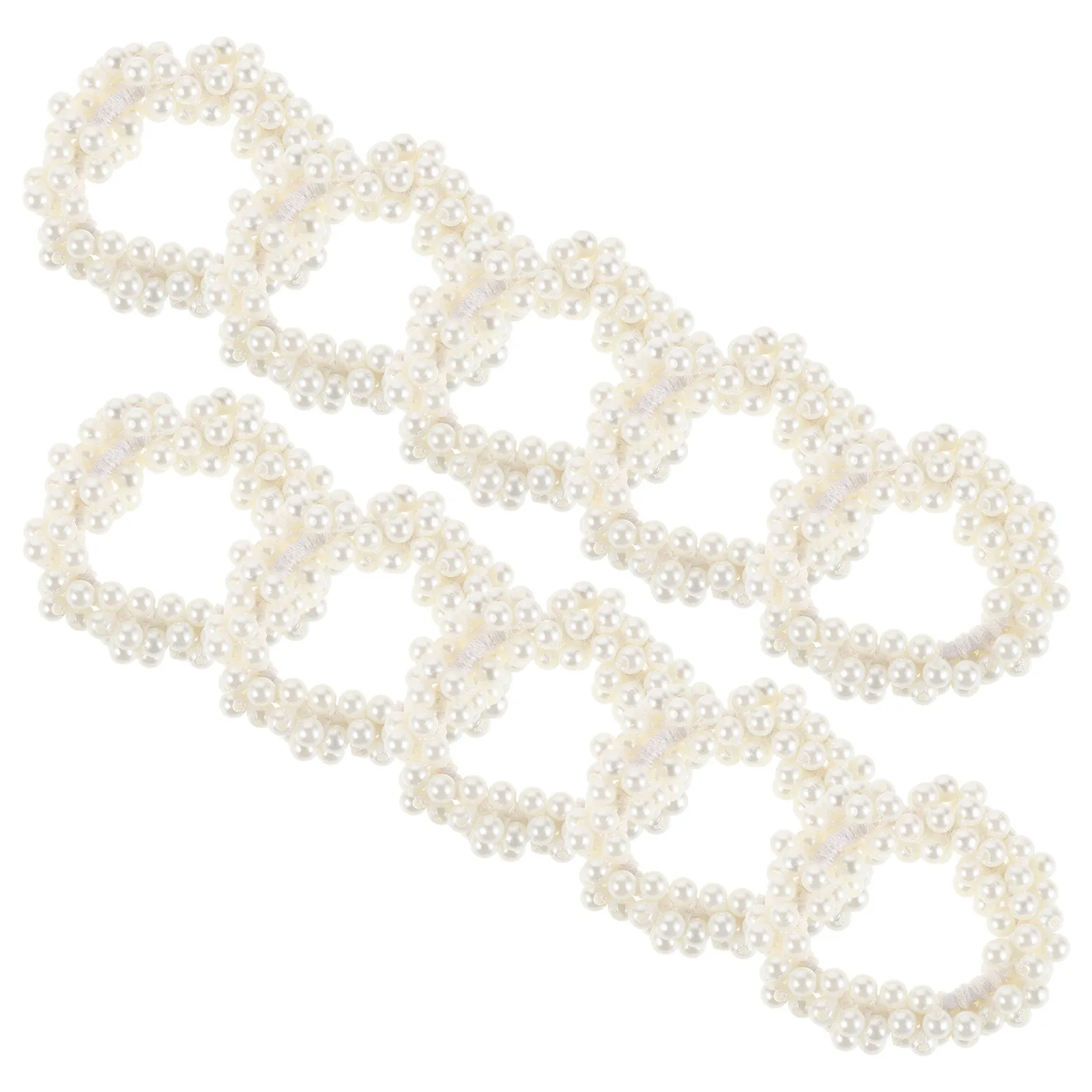 

10 шт. элегантных резинок для волос с искусственным жемчугом, эластичные скранчи для невесты, держатели для хвоста, минималистичные аксессуары для волос с бусинами