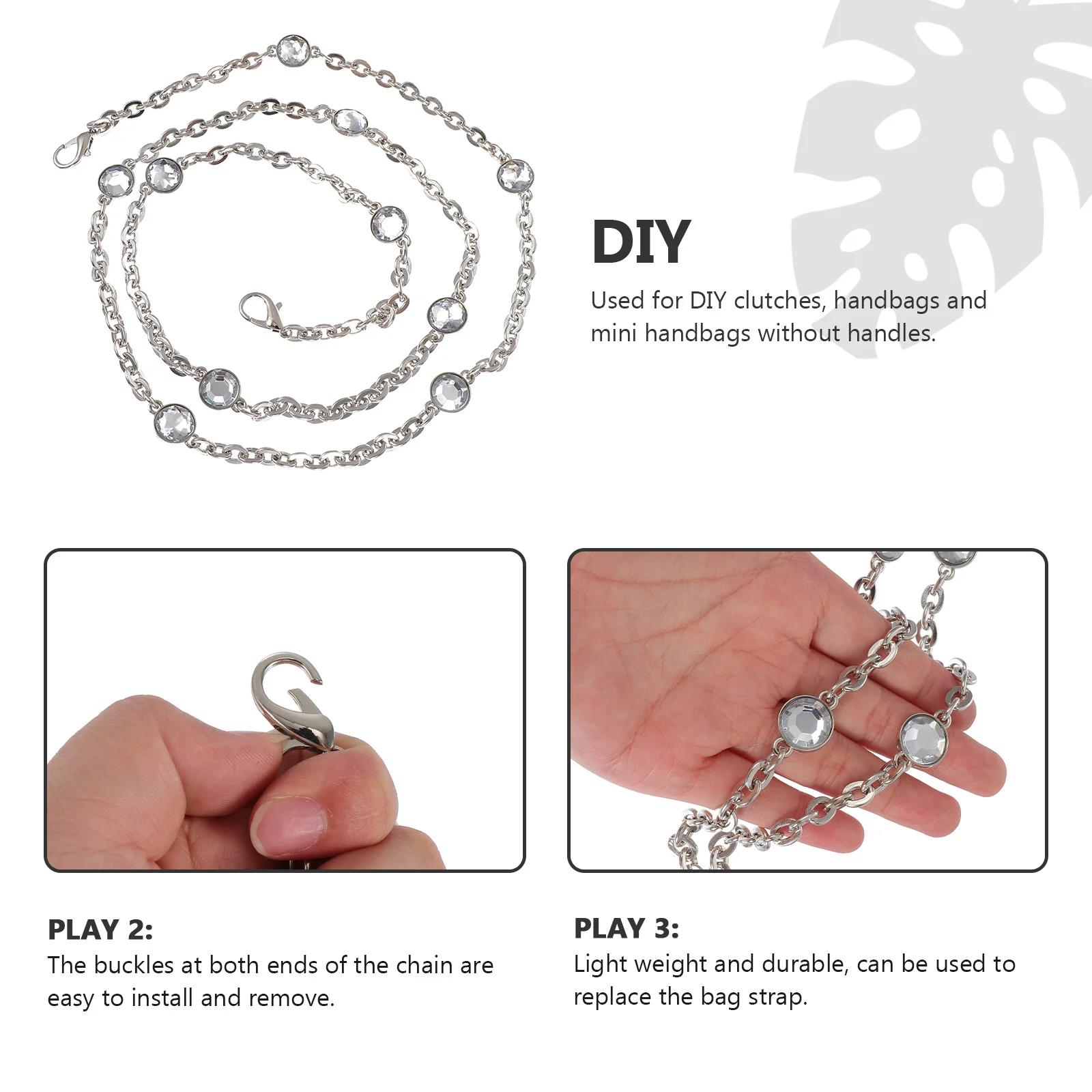 أشرطة كتف معدنية يمكنك صنعها بنفسك من أحجار الراين وإكسسوارات بديلة براثن بمقبض خفيف الوزن ومتين وسلسلة هدايا عصرية كريستالية #2