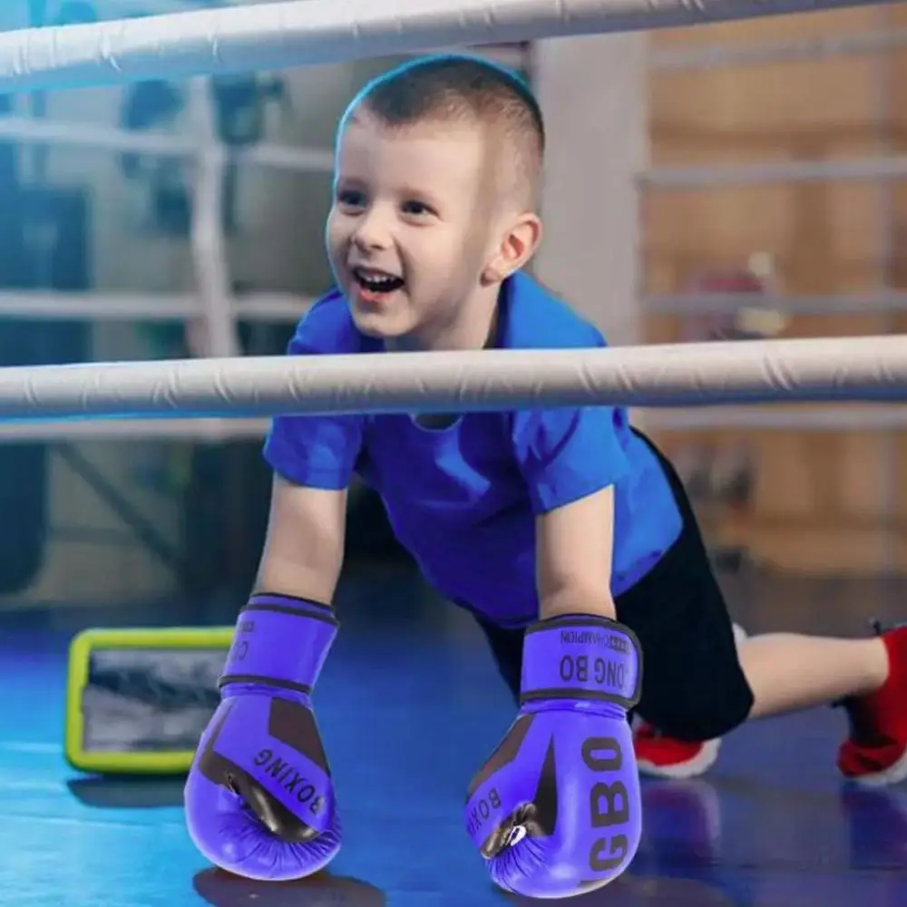 PU Leather Leather Boxing Gloves Sponge Padding Protective Children Boxing Glove Breathable Thick Kickboxing Protective Gloves
