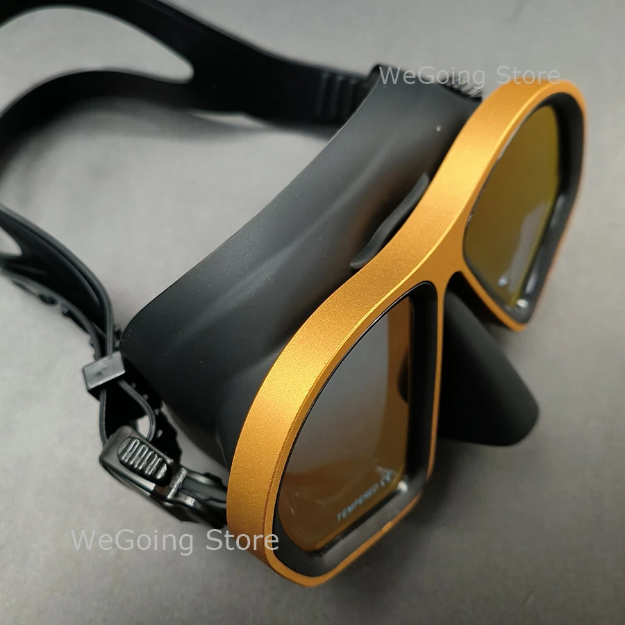 Small Volume ALLOY  Scuba Diving Glasses Aluminium Mirror Lens Snorkelling Goggles with Top Dry Snorkel Tube