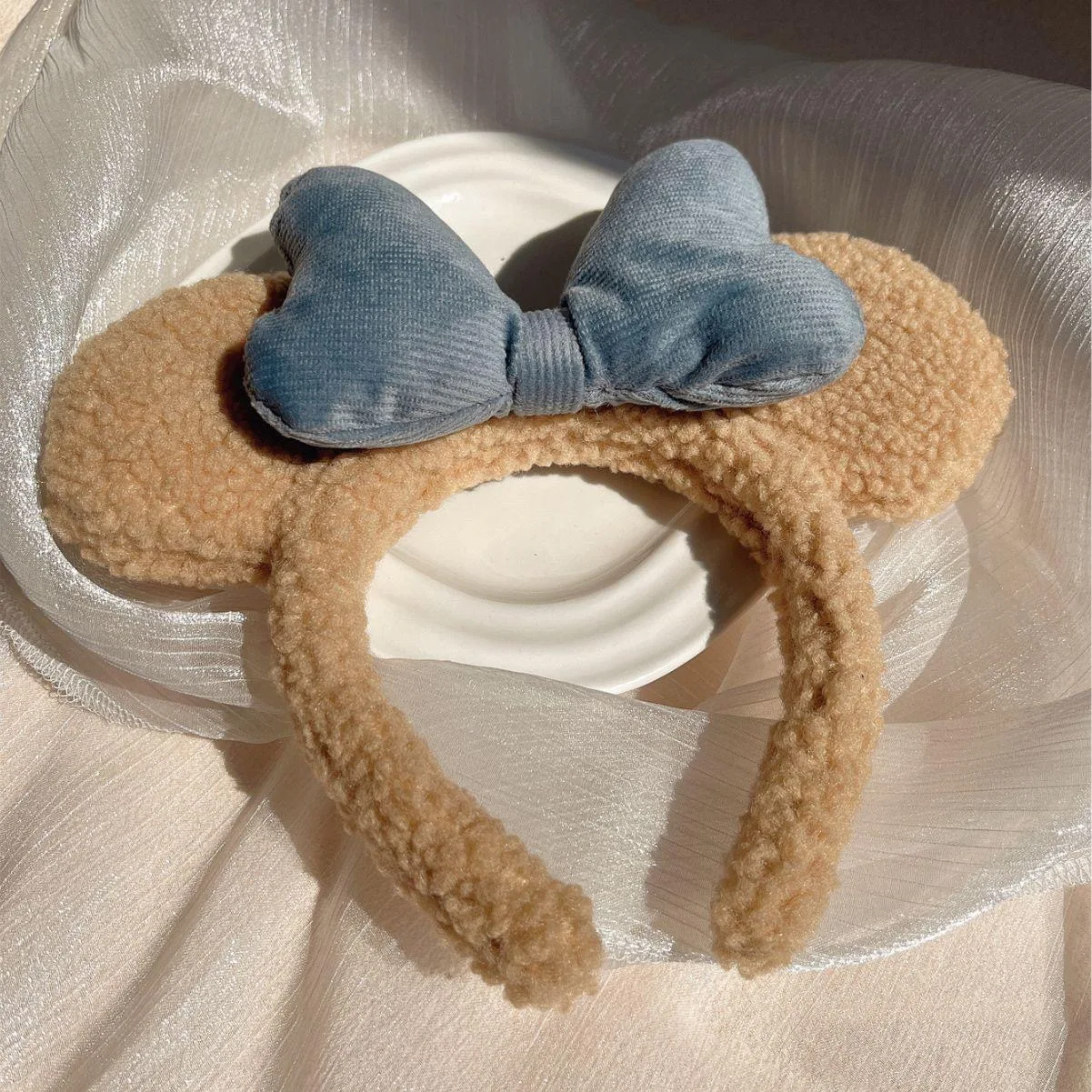 Autumn and Winter New Cute Plush Bow Cartoon Bear Ear Hair Hoop Women\'s Face Wash Hair Accessories