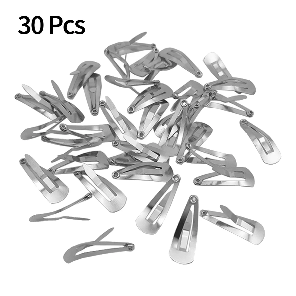 30pcs Silver Hair Clips For Girls Metal Barrettes Snap Clip Hairpins Base For Baby Girls DIY Headdress Handmade Doll Accessories