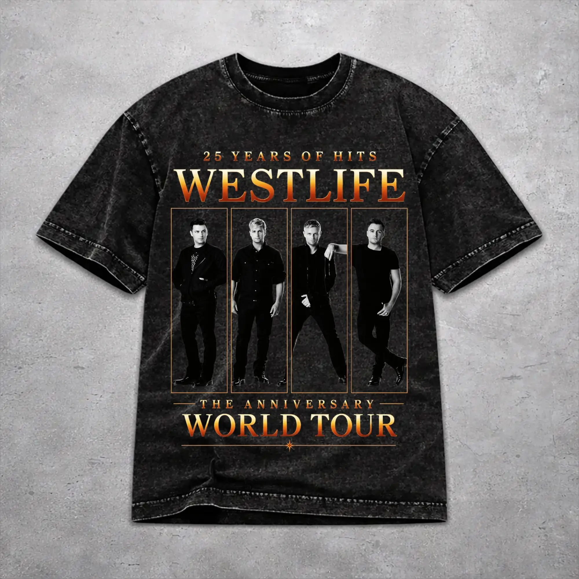 Westlife 25th Anniversary Tour 2026 T Shirt Vintage Washed Style For Men Women Pure Cotton T-Shirts Tee Tops