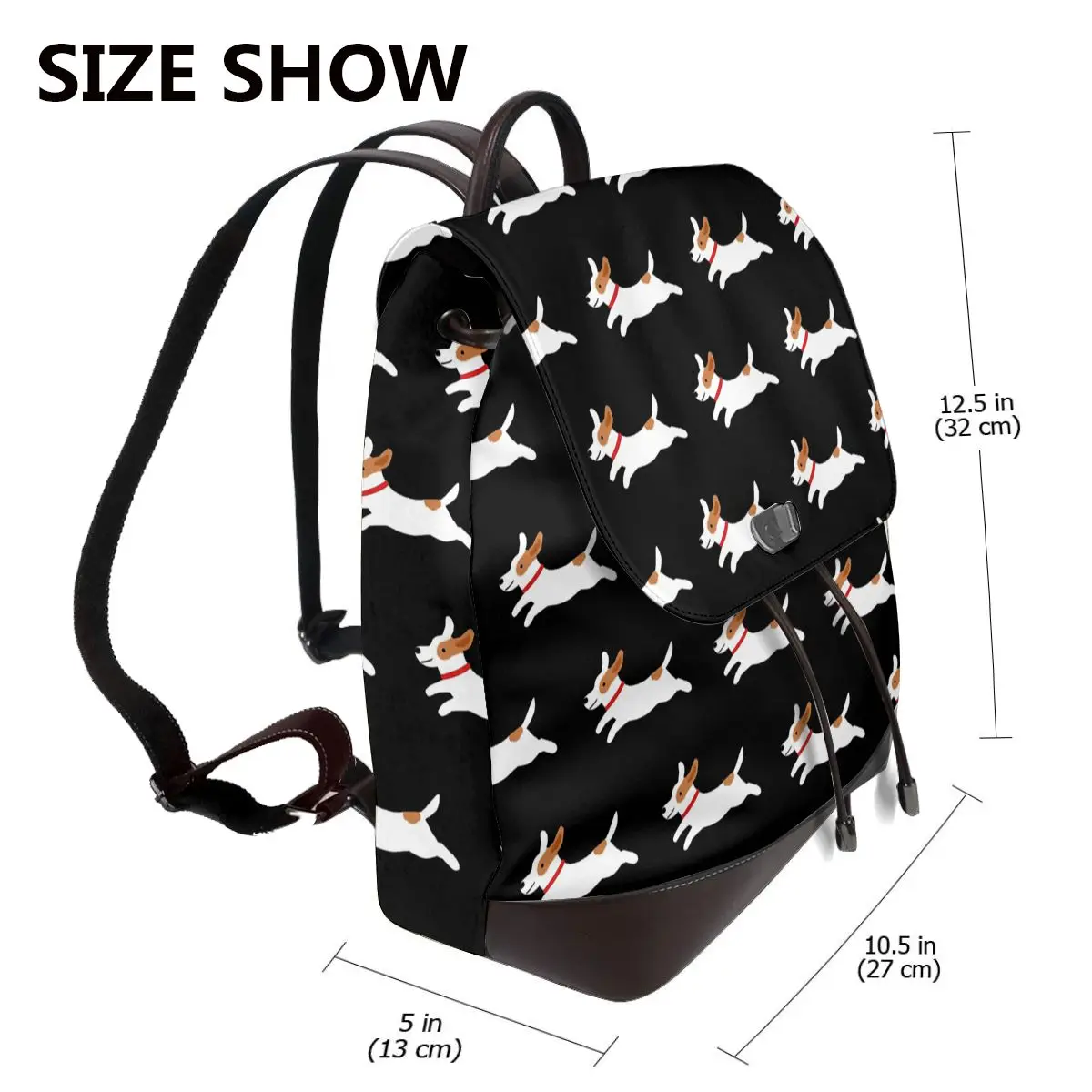 Cute Jack Russell Terrier Running Dog Bookbag School Student Bags Hiking Travel Daypack for Women Fashion Derma Backpack