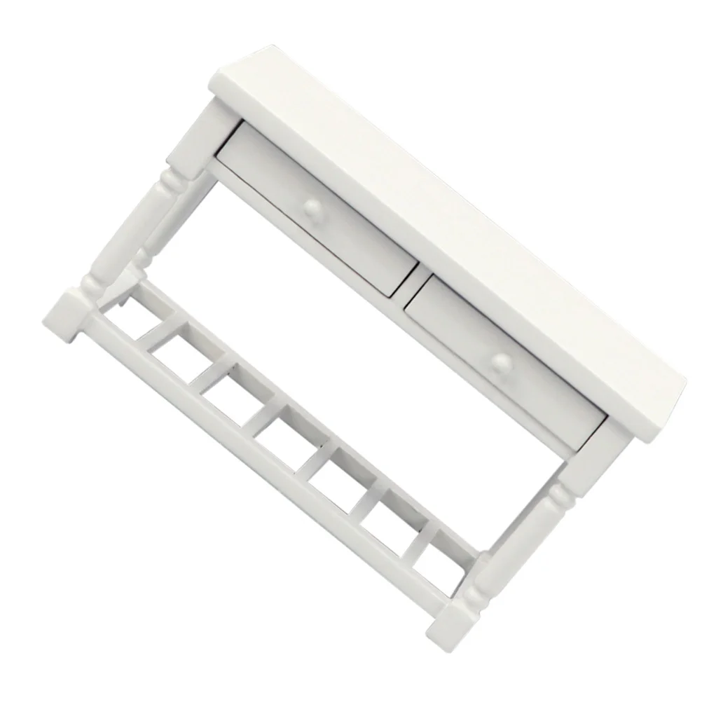 White Wooden Table Mini Tea Model Desk Furniture Playhouse Accessory Coffee Decor