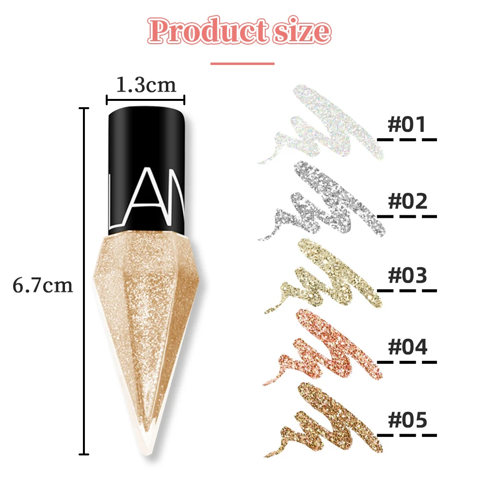 Diamond Shining Eyeliner Durable Waterproof and Sweat-proof 5-color Liquid Eye Shadow Maquillage Professional Makeup Tools