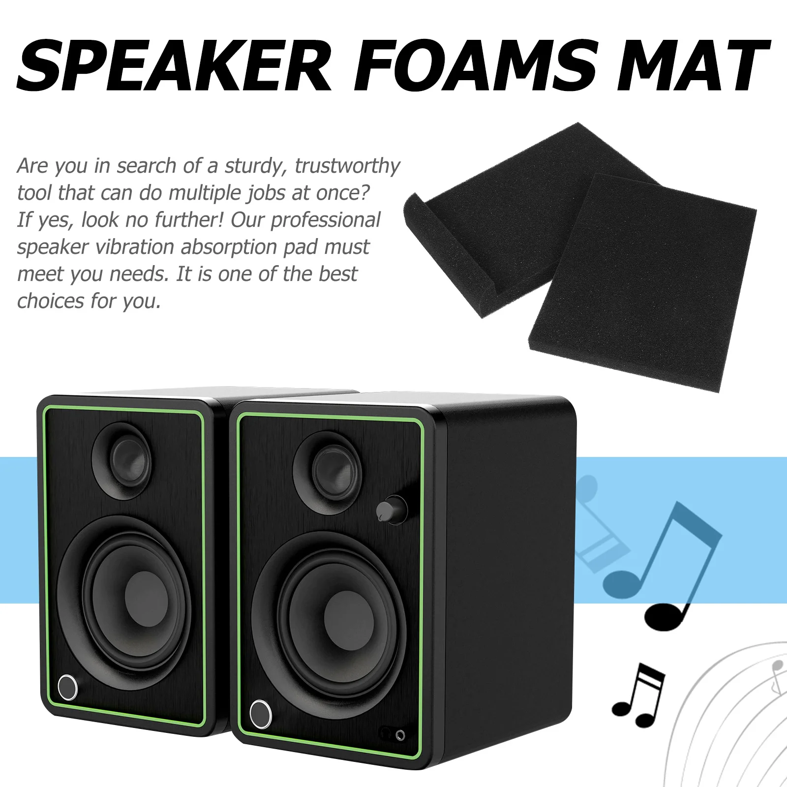 2 قطعة وسادة عزل مكبر الصوت المهنية عالية الكثافة رغوة حصيرة امتصاص الاهتزاز متعدد زاوية عرض آمن عديم الرائحة #3