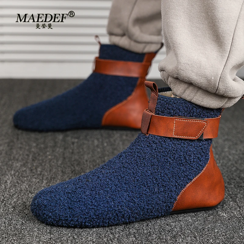 

MAEDEF Men Shoes Winter Male Boots Men's Warm Slipper Flats Soft Non-slip Man Casual Shoes Comfortable Home Indoor Slippers Men