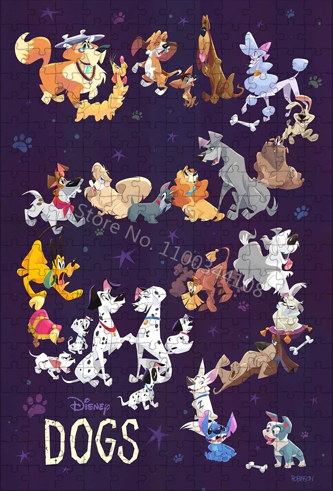 Disney Characters Jigsaw Puzzle Cartoon Disney Dogs Cats Wooden Puzzles Adult Decompression Toys Family Children Leisure Game