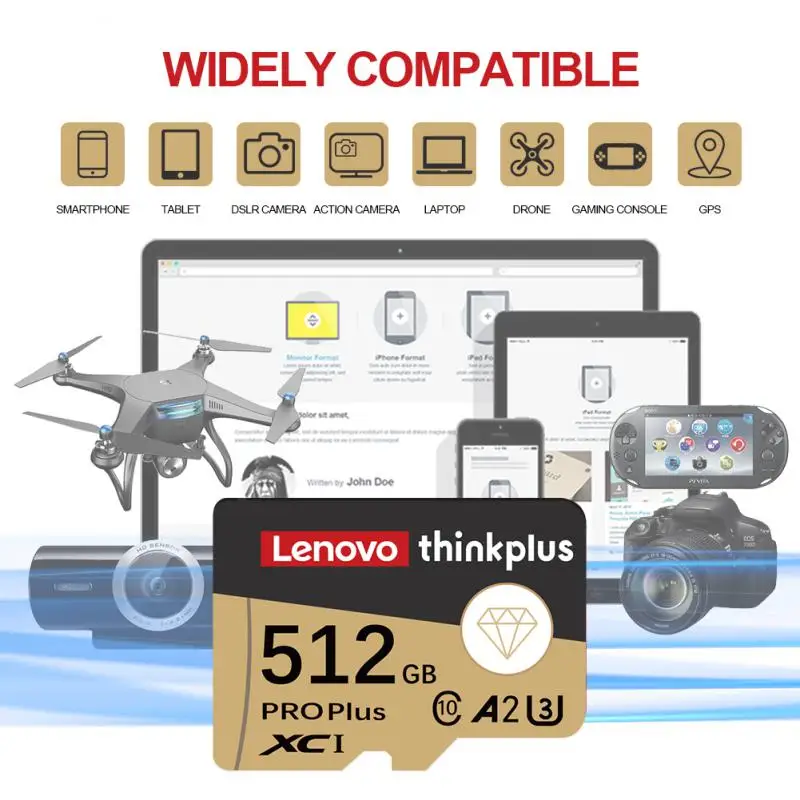 Thinkplus Lenovo 2TB 1TB SD Card 128GB Memory Card 256GB Micro Tarjeta SD 512GB Memorias Micro Sd Cards C10 For Camera/Phone