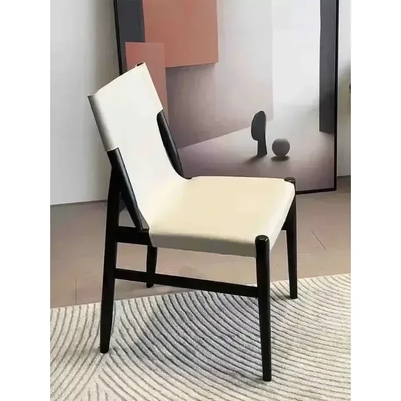 Modern Saddle Leather Dining Chair Simple Luxury for Home Use, High-Back Design for Upscale Hotels and Meeting Spaces furniture