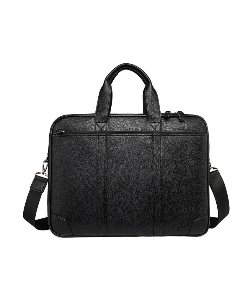 Vintage brown leather briefcase with contrast stitching detachable shoulder strap classic design for business meetings