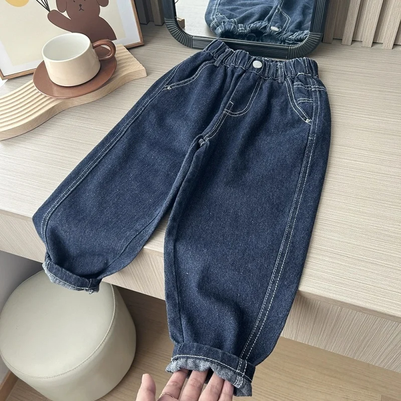 

2025 Boys' Jeans in Spring and Autumn, Mid To Large Children's Casual Pants, Handsome and Versatile, Boys' Pants, Street Style