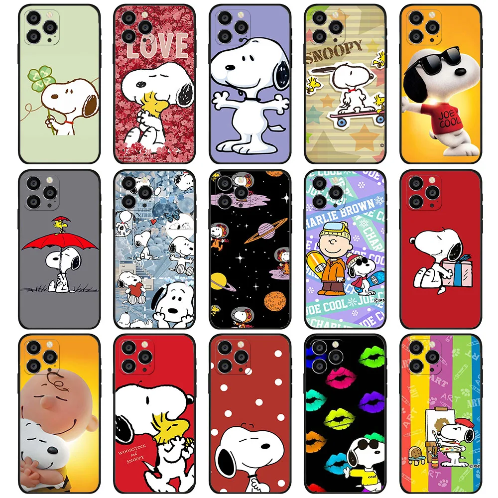 HR-2 Anime S-Snoopys Soft Case For iPhone XS 5 5S 6 6S SE 12 13 Mini Plus Pro Max