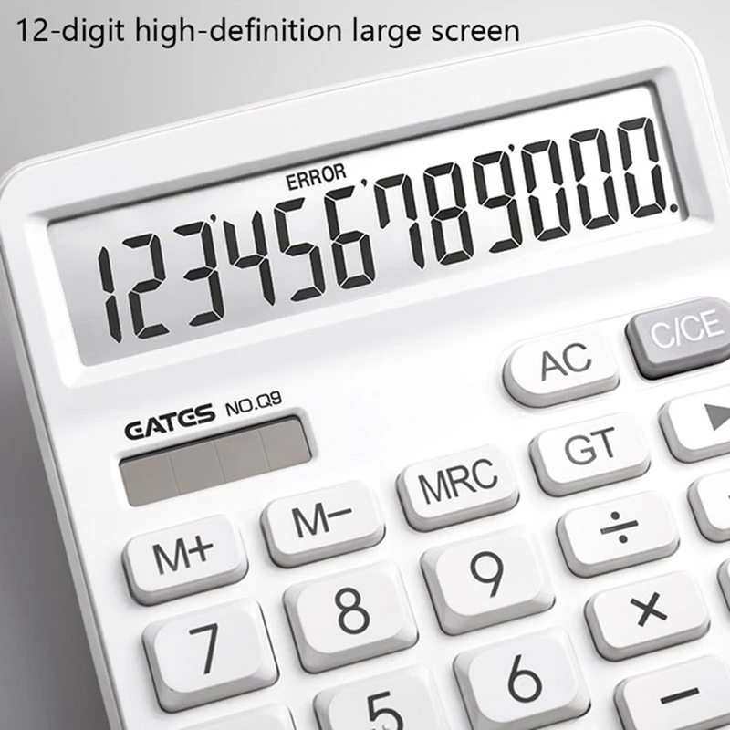 Business Calculator 12 Digit Display Screen Dual Power Supply Calculator Student Office Desktop Calculator