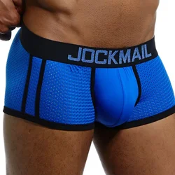 JOCKMAIL Mesh Underwear para homens, boxer masculino, calcinha sexy, boxers gays, shorts boxer